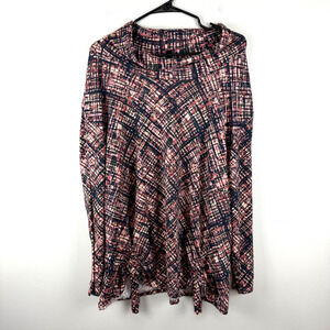 Zac & Rachel Women’s 2X Long Sleeve CowlTop Soft Stretch Ruched Front Multicolor